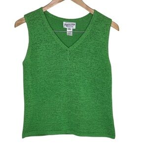 Vintage Pendleton Green Knit Sweater Vest Women Size M Petite